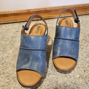 Born Wekiva Navy color leather slingback wedge